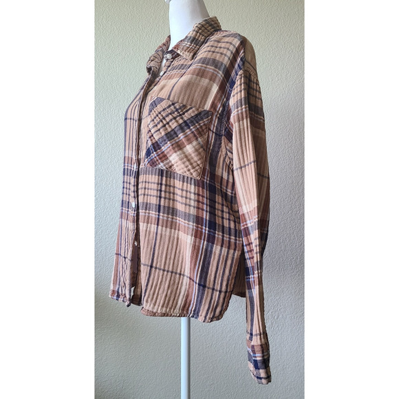 Aerie Plaid Women's Sweater Size Small Cotton Pocket Grunge 90s Y2K Retro Casual - Picture 6 of 12